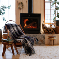 Tartan Navy Dress Gordon Wool Blanket - Made in the United Kingdom