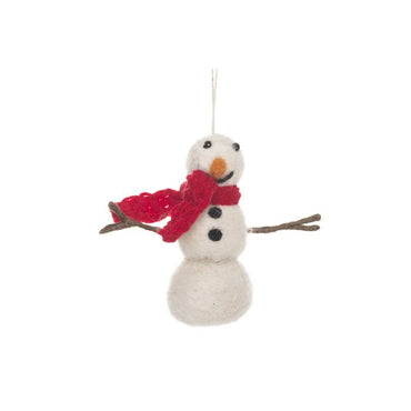 Felt Tree Decoration -Snowman with knitted scarf