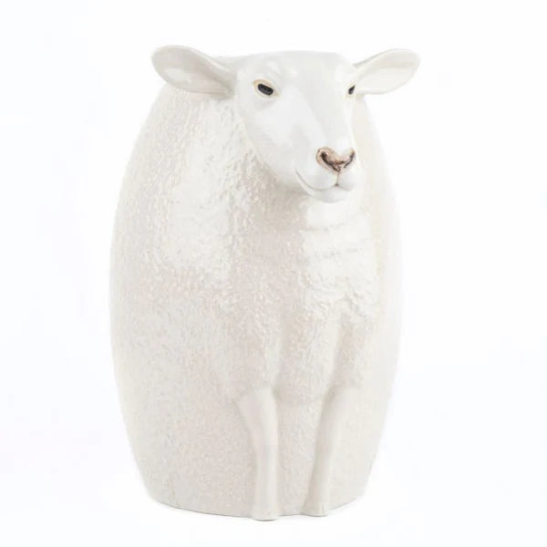 White Suffolk Sheep Flower Vase