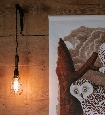 Industrial pendant light with Wooden Handle