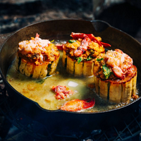 Smithey Farmhouse Skillet No. 12 on stovetop