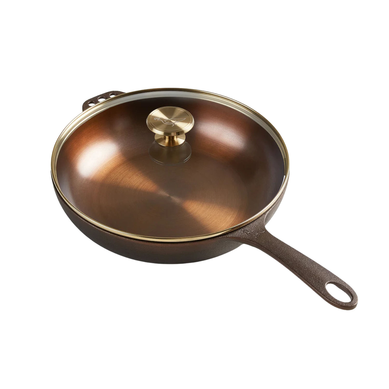 Smithey cast iron no. 11 pan with lid no background