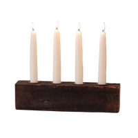 Vintage Wood Block Four Candle Holder