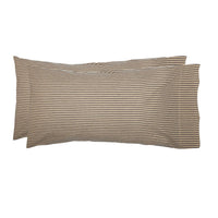 Sawyer Mill Charcoal Ticking Stripe King Pillow Case Set 2pc