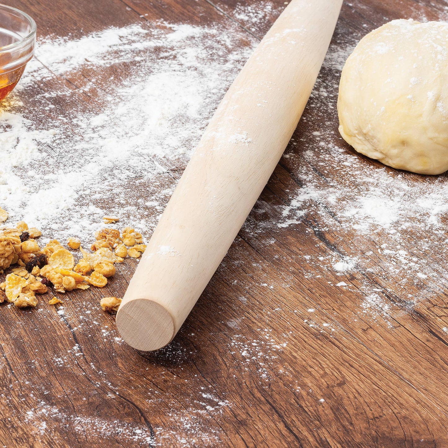 Rubber Wood Tapered Rolling Pin, 20"