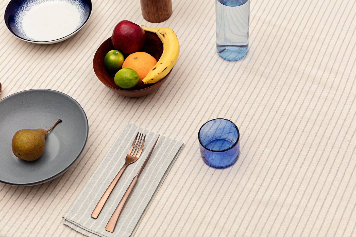 Natural Tablecloth Modern Stripes – Recycled Cotton, 3 Sizes