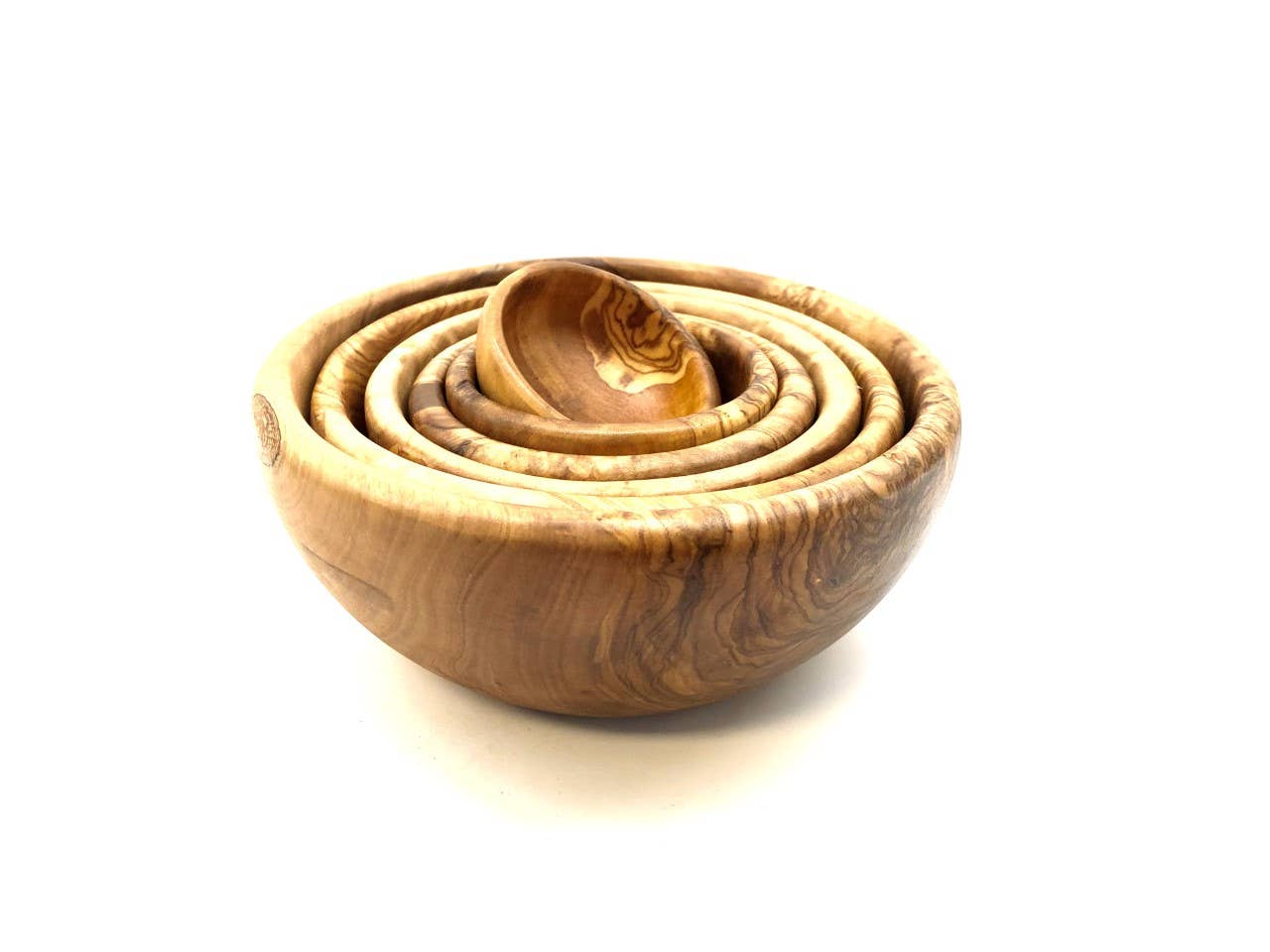 Set of Six Nesting Olive Wood Bowls