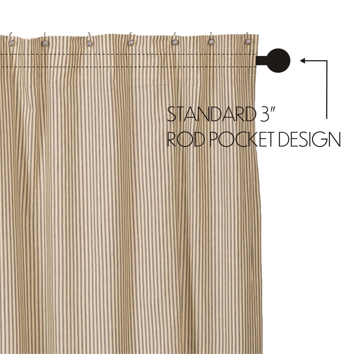 Sawyer Mill Charcoal Ticking Stripe Shower Curtain 72x72