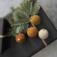 2.5" Suede Flocked Bauble in Tan
