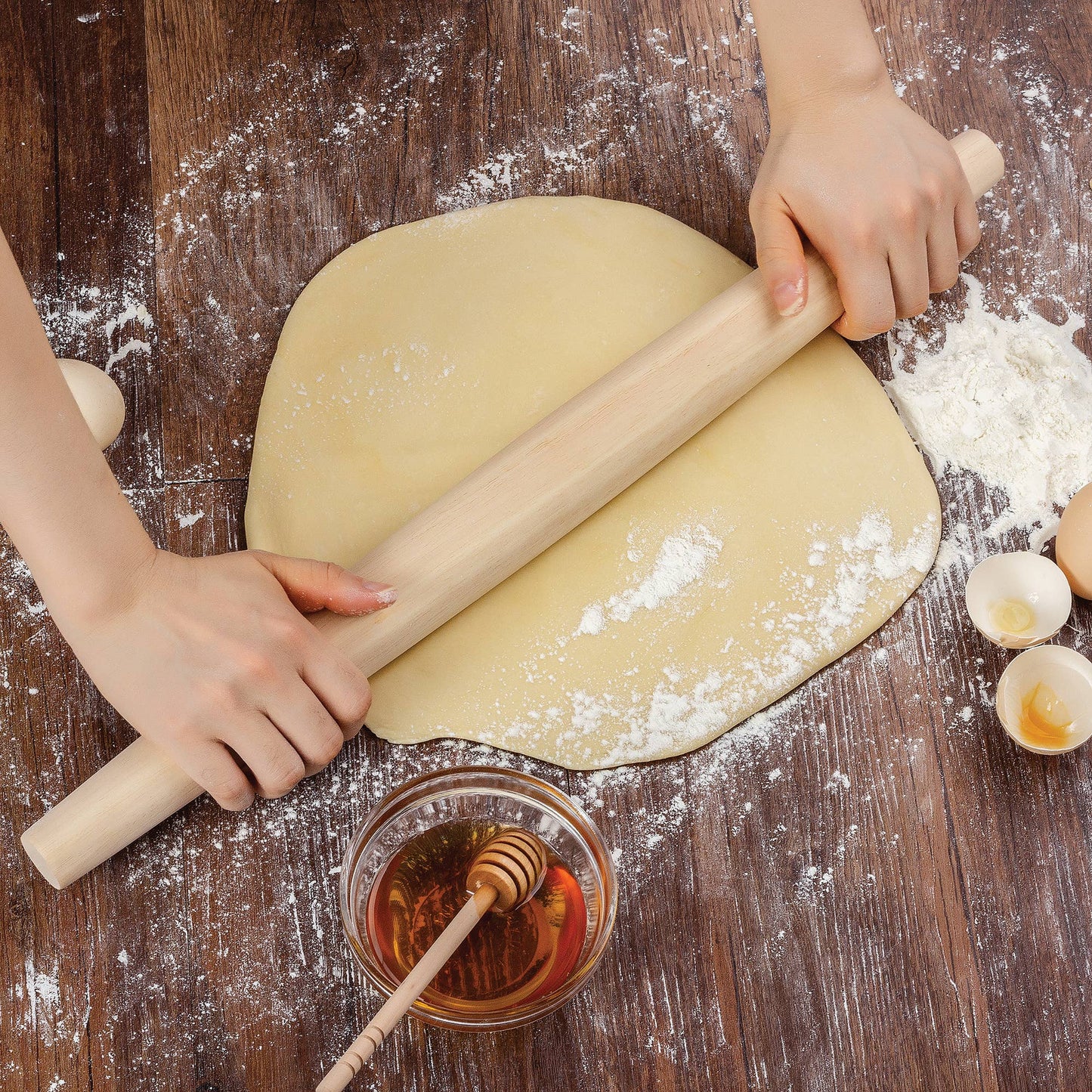 Rubber Wood Tapered Rolling Pin, 20"