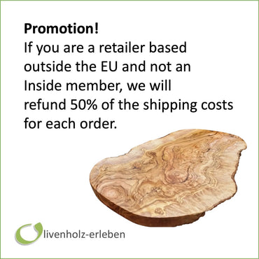 Natural cut cutting board 50 cm olive wood
