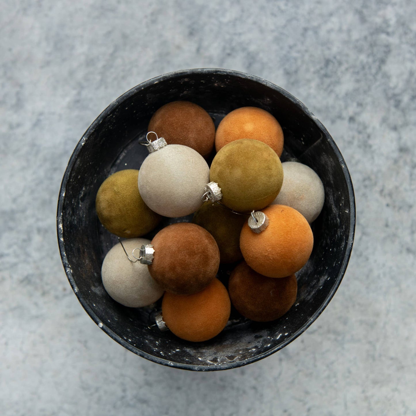 1.75" tan flocked suede bauble