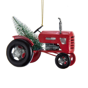 4.5"METAL RED TRACTOR W/TREE ORNAMENT