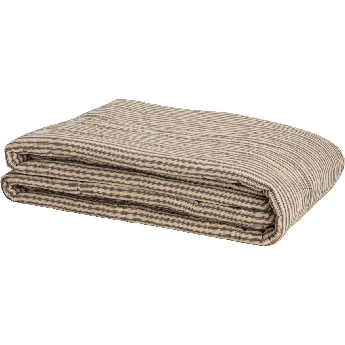 Sawyer Mill Charcoal Ticking Stripe Luxury King Quilt