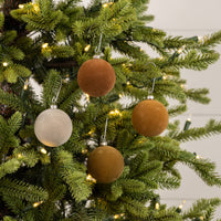 2.5" Suede Flocked Bauble in Tan