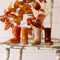 Mini Ceramic Boot Vases, Earthy Tones (