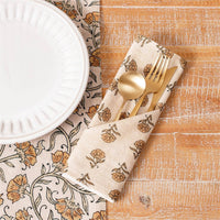 Block Print Cotton Napkin - Mustard Floral