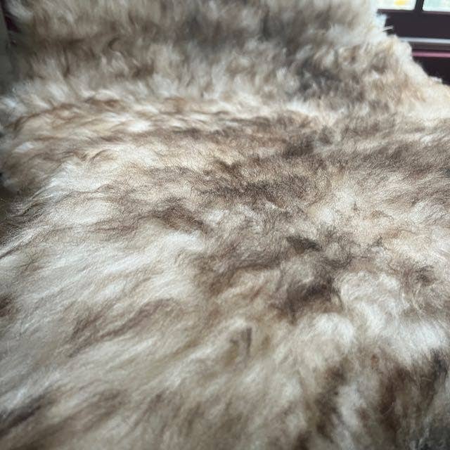 British Sheepskin Rug mottled brown & cream