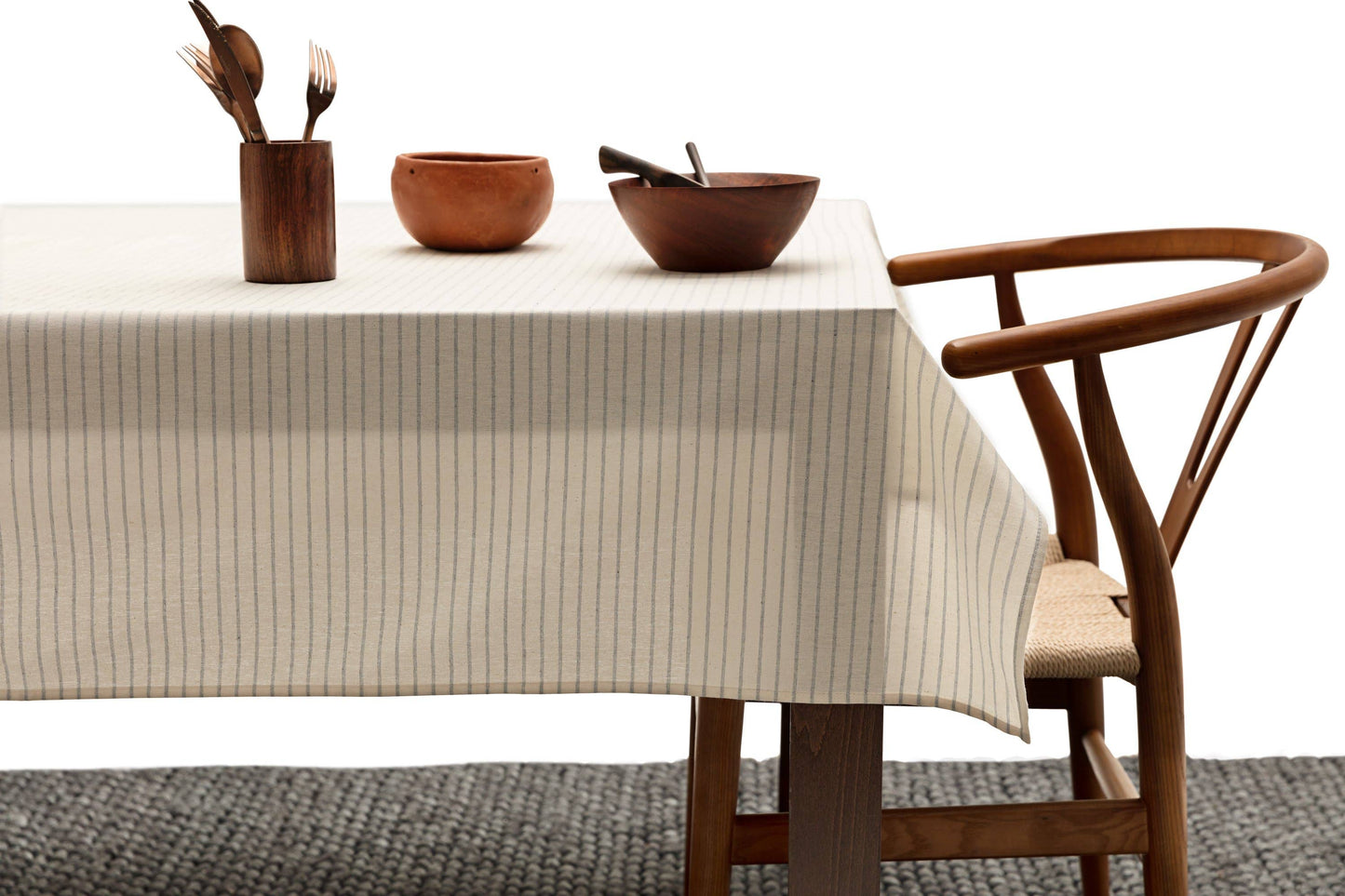 Natural Tablecloth Modern Stripes – Recycled Cotton, 3 Sizes