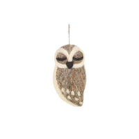 Felt Tree Decoration - Grey Owl