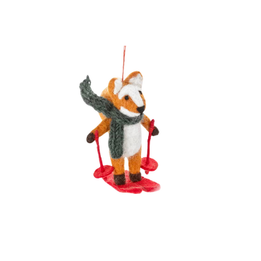 Felt Tree Decoration - Skiing Fox