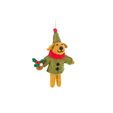Felt Tree Decoration - Dog in Green Coat