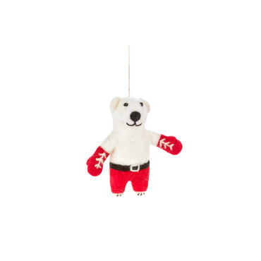 Felt Tree Decoration - Boxing Polar Bear